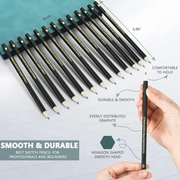 Drawing Pencils Set of 14 (B - 12B) - Image 2