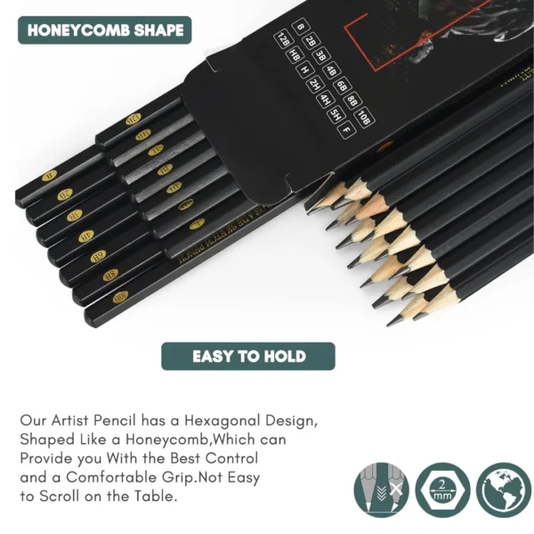Drawing Pencils Set of 14 (B - 12B) - Image 3