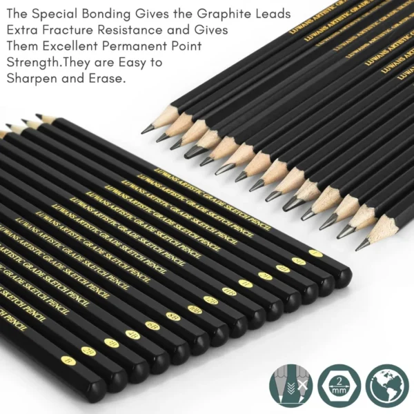 Drawing Pencils Set of 14 (B - 12B) - Image 4